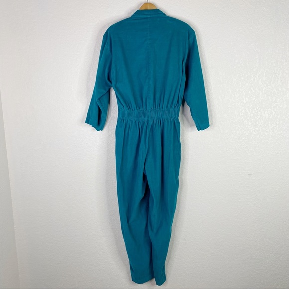 Vintage Dreams Teal Blue Corduroy Mechanic Jumpsuit - Picture 5 of 5
